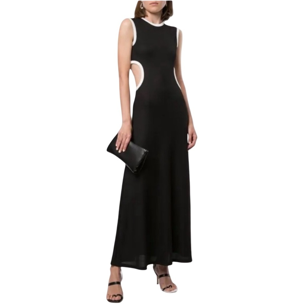 Christopher Esber “Fran” Negative Space Rib Dress Black and White Size 12